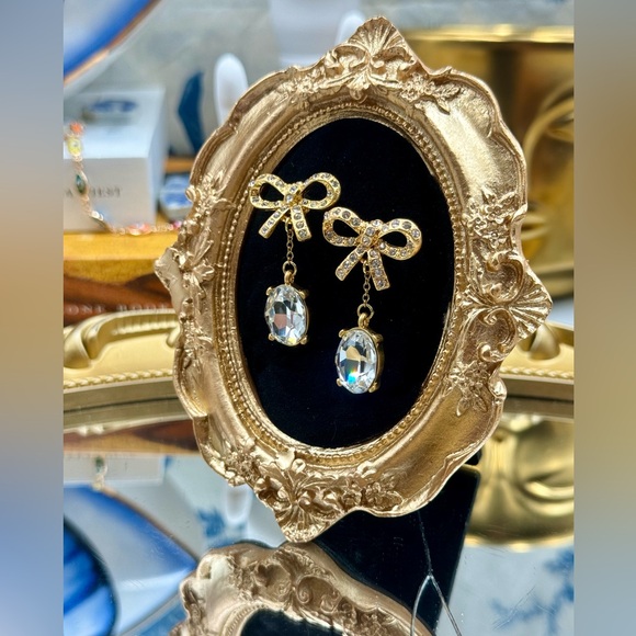 🆕 OSCAR DE LA RENTA 🧿 NWOT Sparkle & Dangling Bow Earrings - Picture 12 of 16